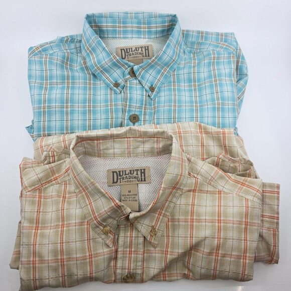 Duluth Trading Co Mens Shirt Medium Lot Of 2 Tartan Plaid Lightweight Vented - Picture 1 of 16